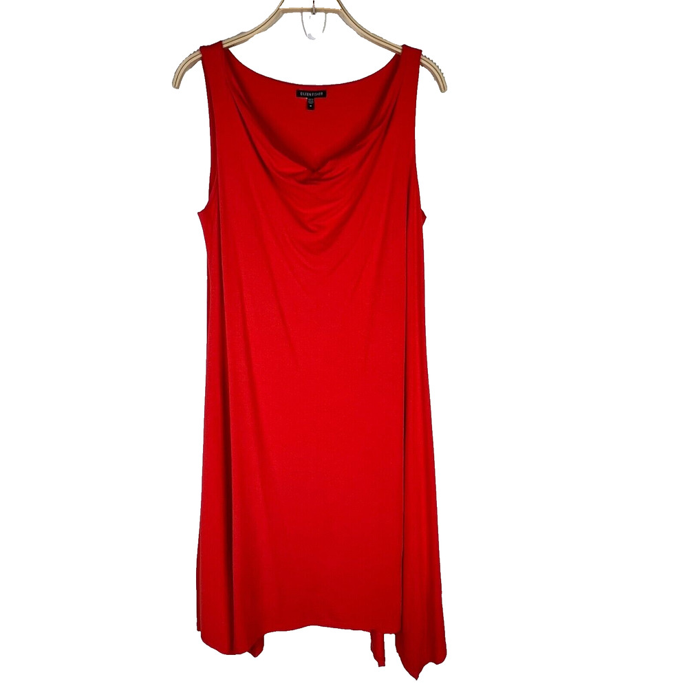 Eileen Fisher Size M Stretch‎ Jersey Knit Tank Dress Red